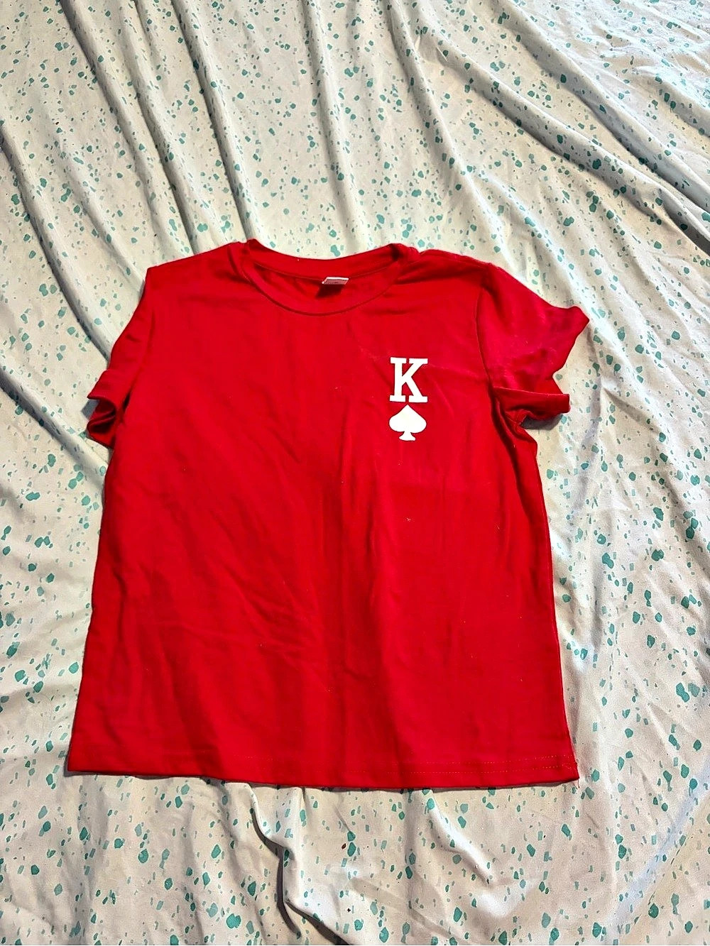 SHEIN Kids King of Spades Graphic Tee Red Boys 8Y